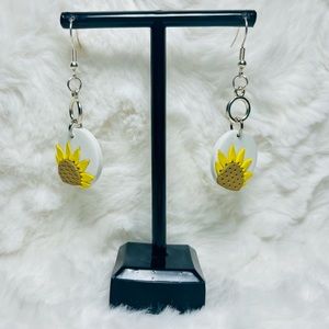Dangle Circular Sunflower Earrings